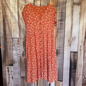 Madewell Orange Floral Midi Dress